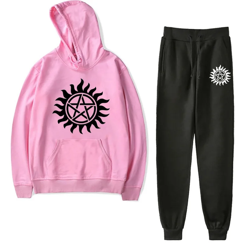 

Supernatural Printed Tracksuit Mens Fashion Pullover Hoodie and Sweatpant Sportswear Suit Autumn Winter Casual Jogging Suits Fas