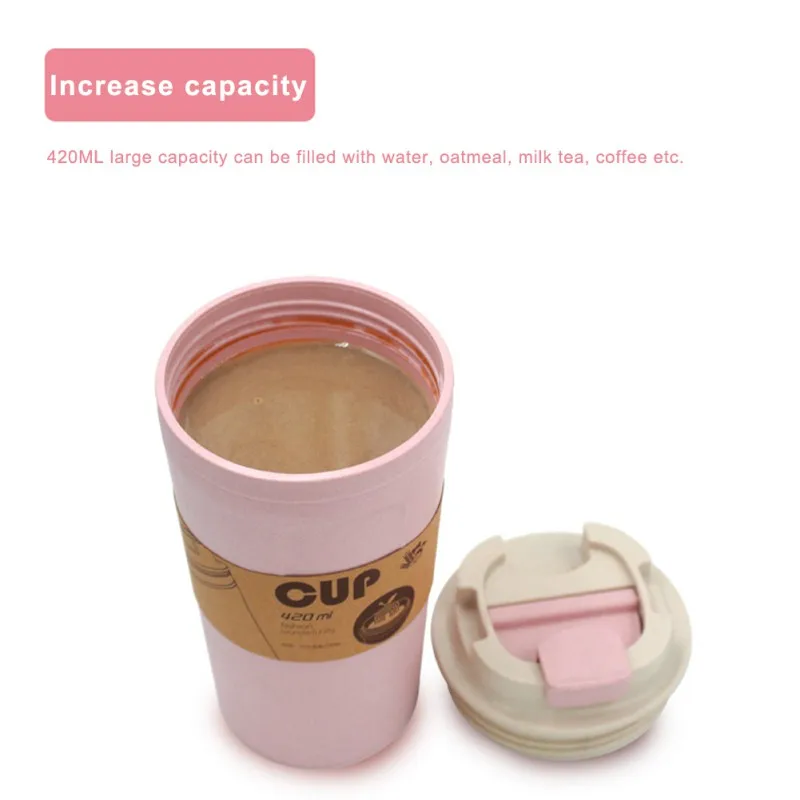 420 мл двухслойная изоляция Экологичная пшеничная соломенная кофейная чашка для