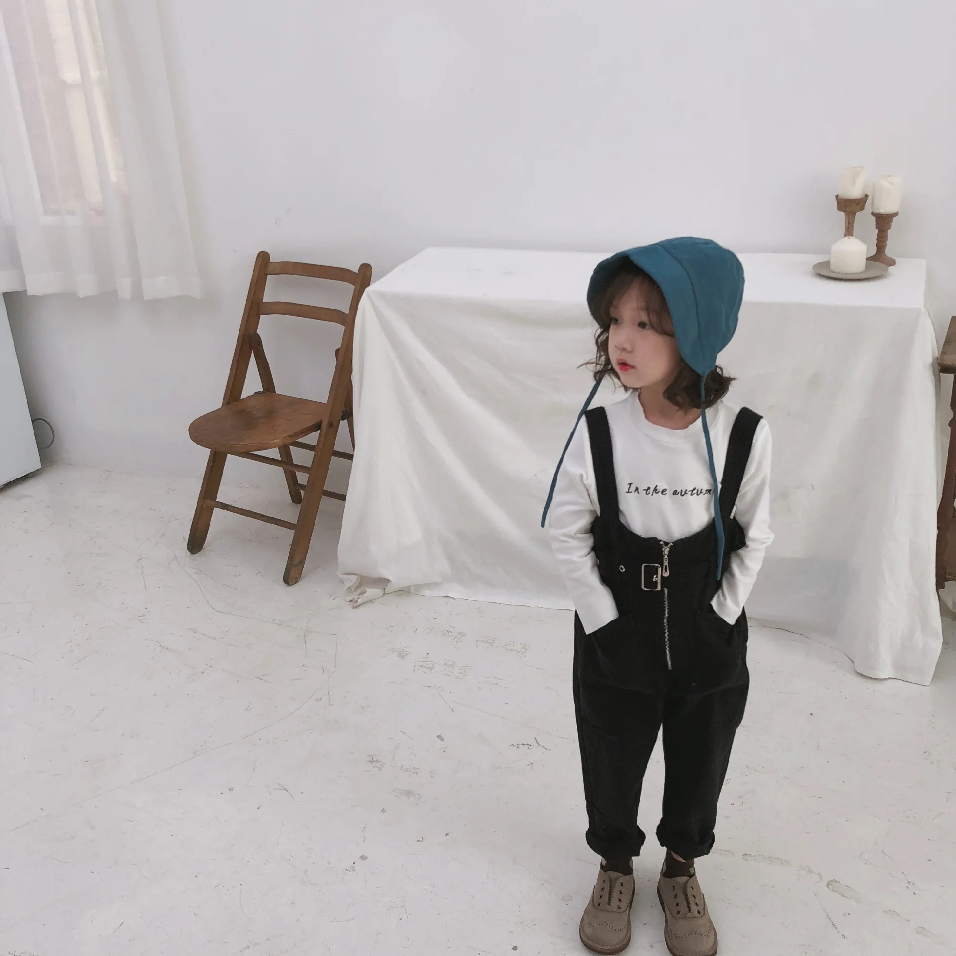Осень 2020 модные милые хлопковые джинсовые комбинезоны с высокой талией для
