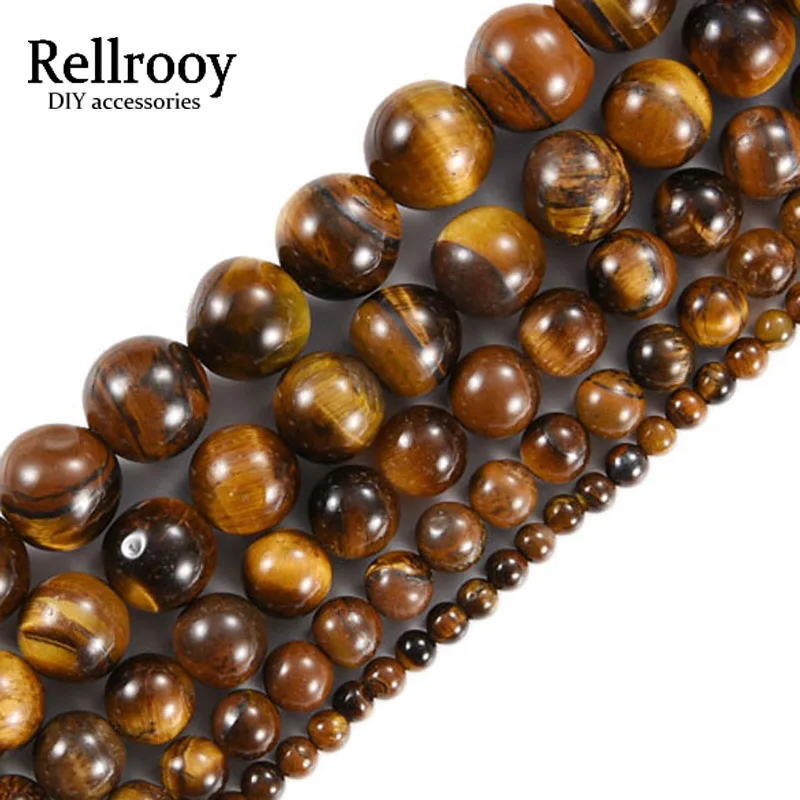 Wholesale Natural Tiger Eye Round Loose Stone Beads For Jewelry Making Diy Bracelet Necklace 4/6/8/10/12 mm Strand 15'' | Украшения