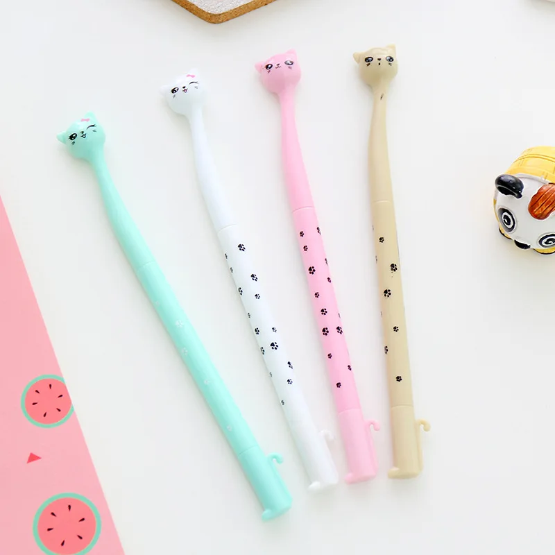 Cena 20 Sztuk Długopisy żelowe Japońska Urocza Kreskówka Koreańska Kot Pióro Neutralne Długopis Signature Student Kreatywne Materiały Biurowe Nowość