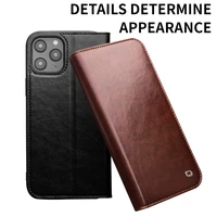 qialino luxury genuine leather phone cover for apple iphone 13 12 11 pro max flip case with card slots pocket for iphone 13 mini