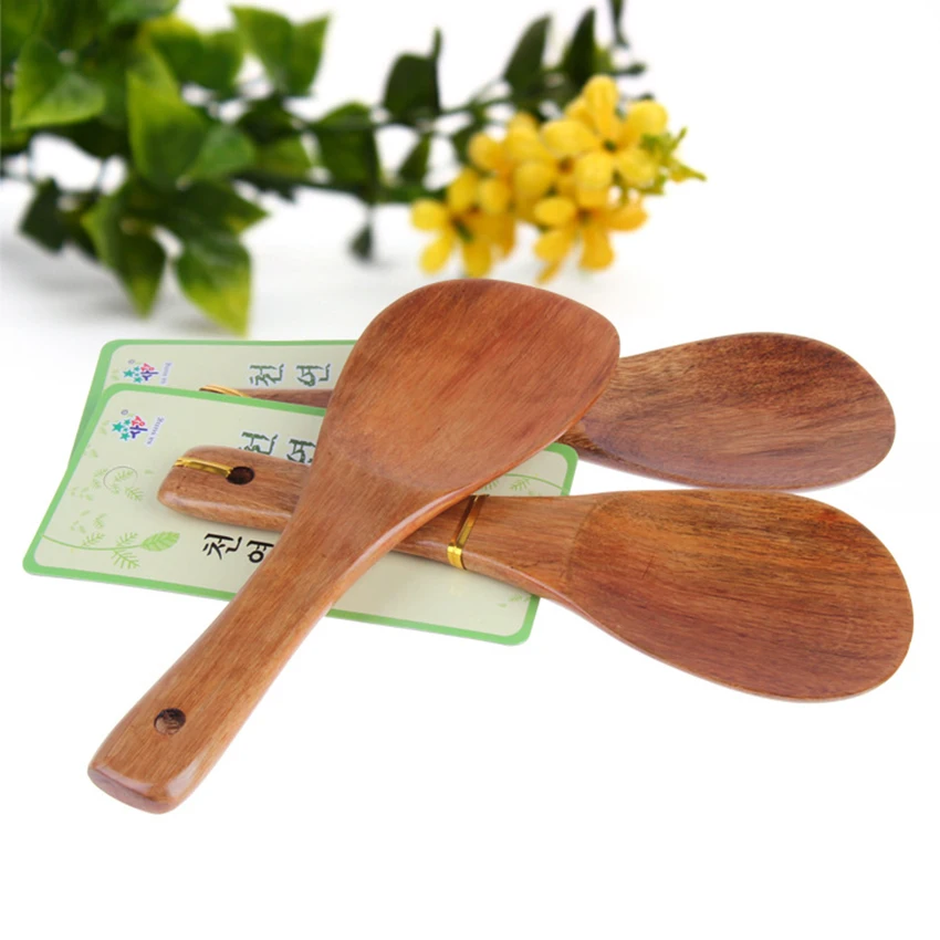 

Natural Solid Wood Rice Shovel Spoon Soup Scoop Kitchen Cooking Supplies High Temperature Resistance Tableware Can be Hung up