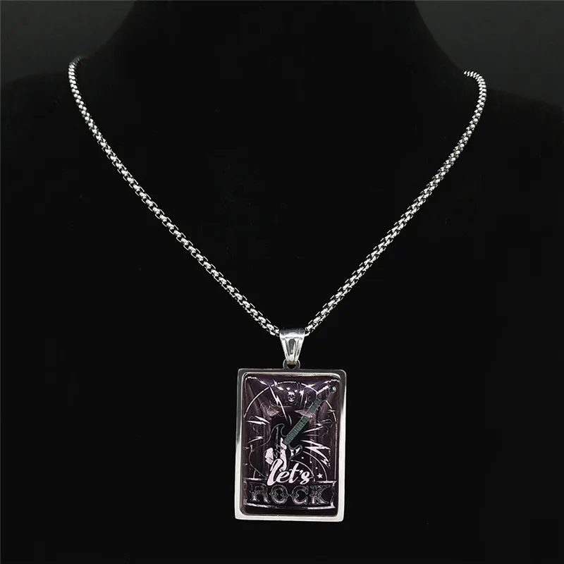 

Punk Heavy Metal Rock Beth Stainless Steel Geometry Statement Necklace for Men/Women Silver Color Jewelry collier homme NXS03