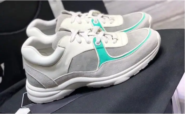 

Fashion color matching lace-up sneakers 2020 famous brand patchwork shoes female leather high-quality ladies casual couple shoes