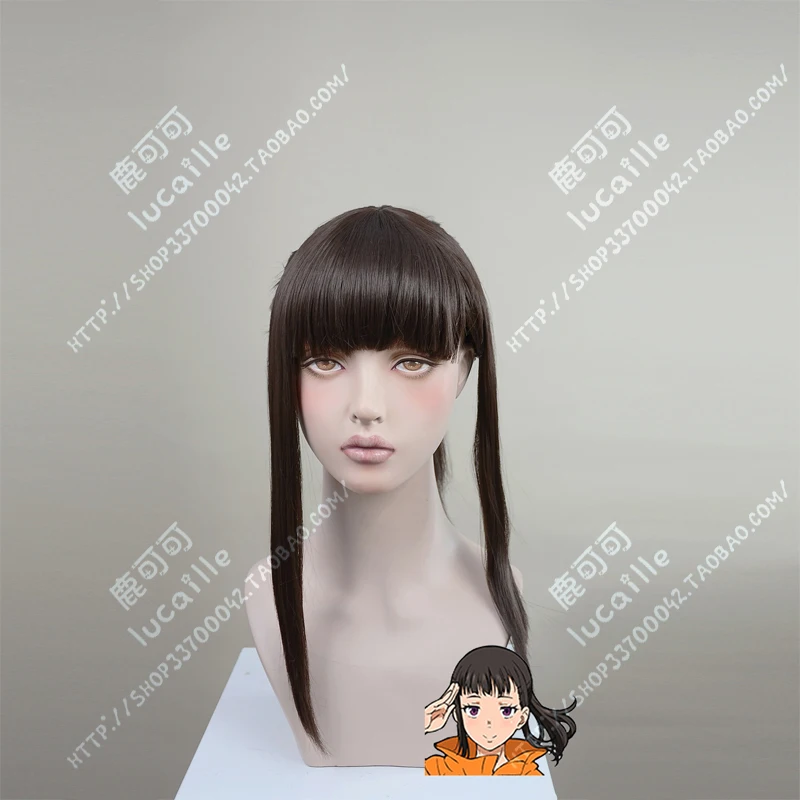 Аниме Fire Force Maki Oze Косплей парики длинные черные коричневые термостойкие