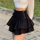 Женская юбка с завышенной талией, черная мини-юбка в готическом стиле, в стиле панк, с завязками, в стиле E-girl, Y2k, уличная Клубная одежда в стиле Харадзюку, 2022