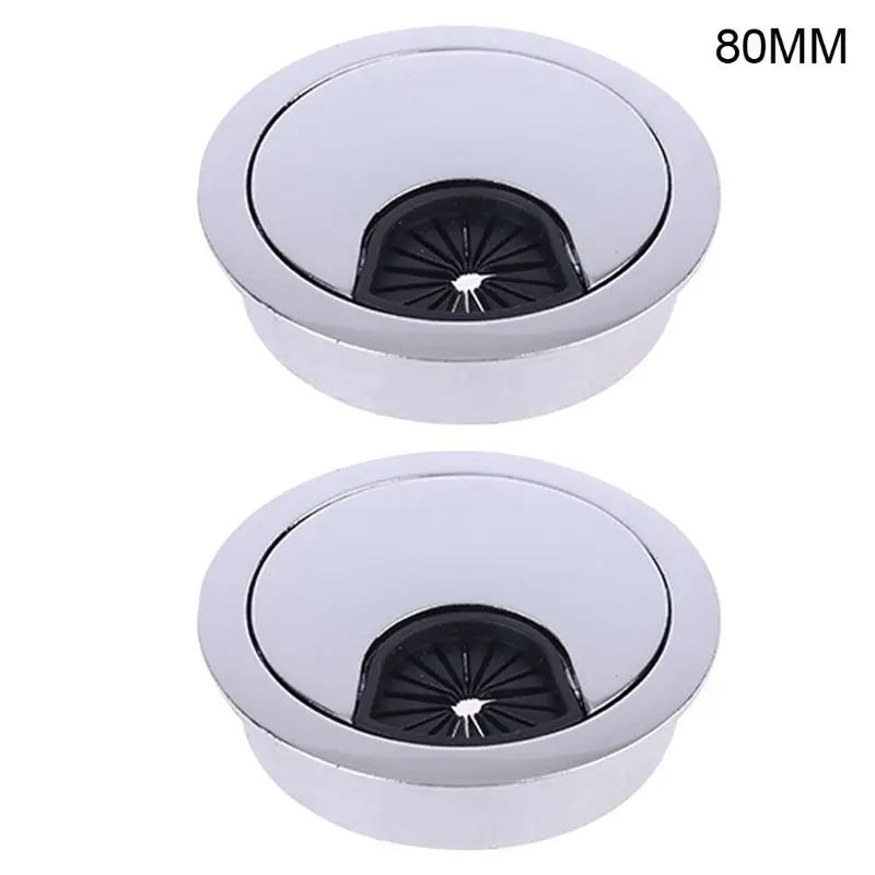 

2 Pcs Zinc Alloy Desk Wire Hole Cover Base Computer Grommet Cable Outlet Port 57BB