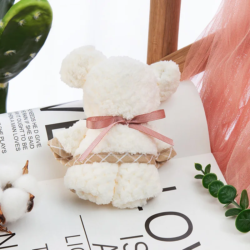 

Полотенце с мультяшным медведем, абсорбирующее бархатное Подарочное полотенце кораллового цвета, свадебный подарок для невесты