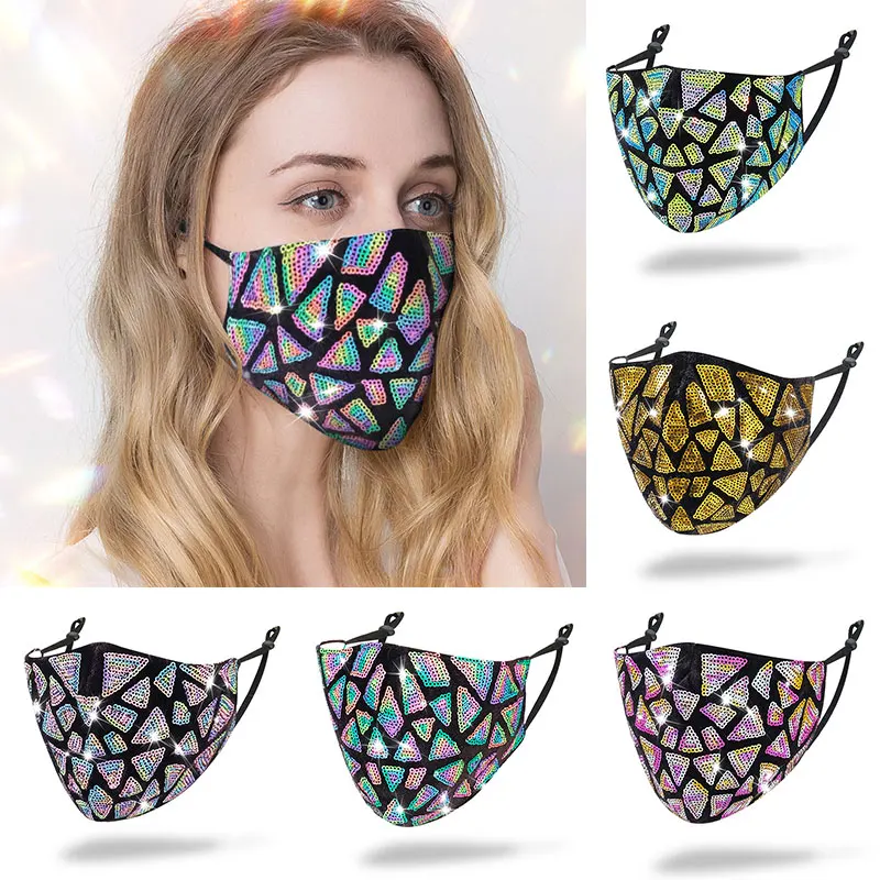 Новая красочная Геометрическая квадратная блестящая хлопковая маска для женщин