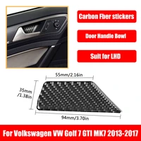 4pcs carbon fiber car interior door handle bowl bottom cover sticker for volkswagen vw golf 7 gti mk7 2014 2019 accessories