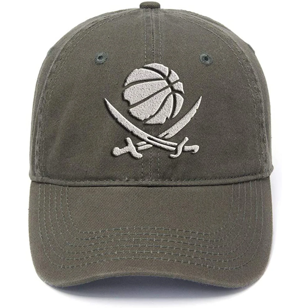 

Lyprerazy Men Women Unisex Hip Hop Cool Flock Printing Pirate Basketball Crossbones Graphic Washed Adjustable Baseball Cap
