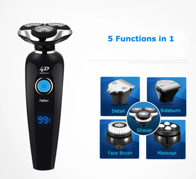 Бритвенный станок для бороды Paiter 4D 4 в 1 бритвенный аккумуляторная быстрая