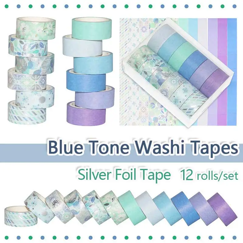 12 рулонов/набор синяя серебряная фольга фотобумага фестиваль сделай сам