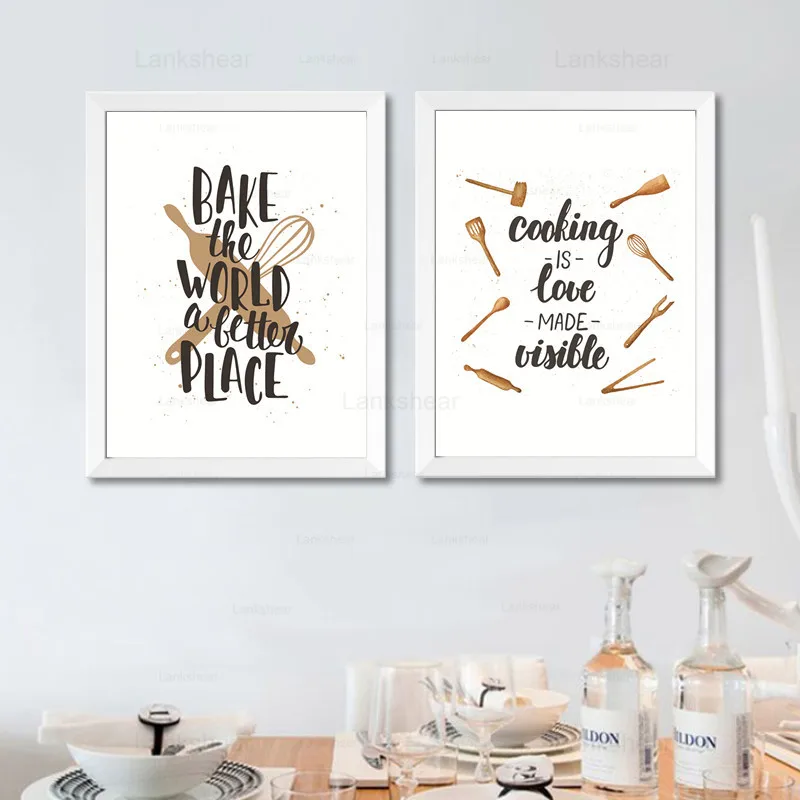 Мультяшная абстрактная кухонная посуда Художественная Картина на холсте принты