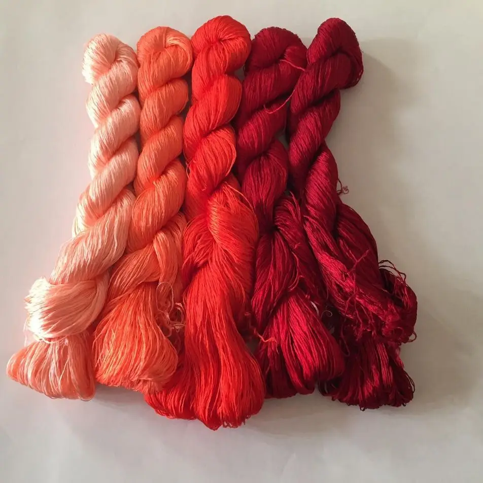 5 мотков Ручная Покраска Китайская натуральная шелковая вышивка тутового