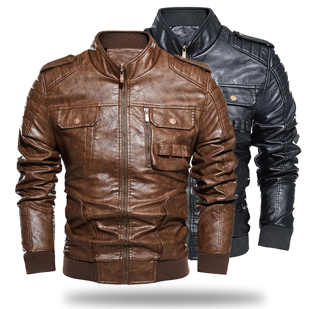 Кожаная куртка для мужчин мотоциклетные 2020 брендовые новые зимние куртки пальто