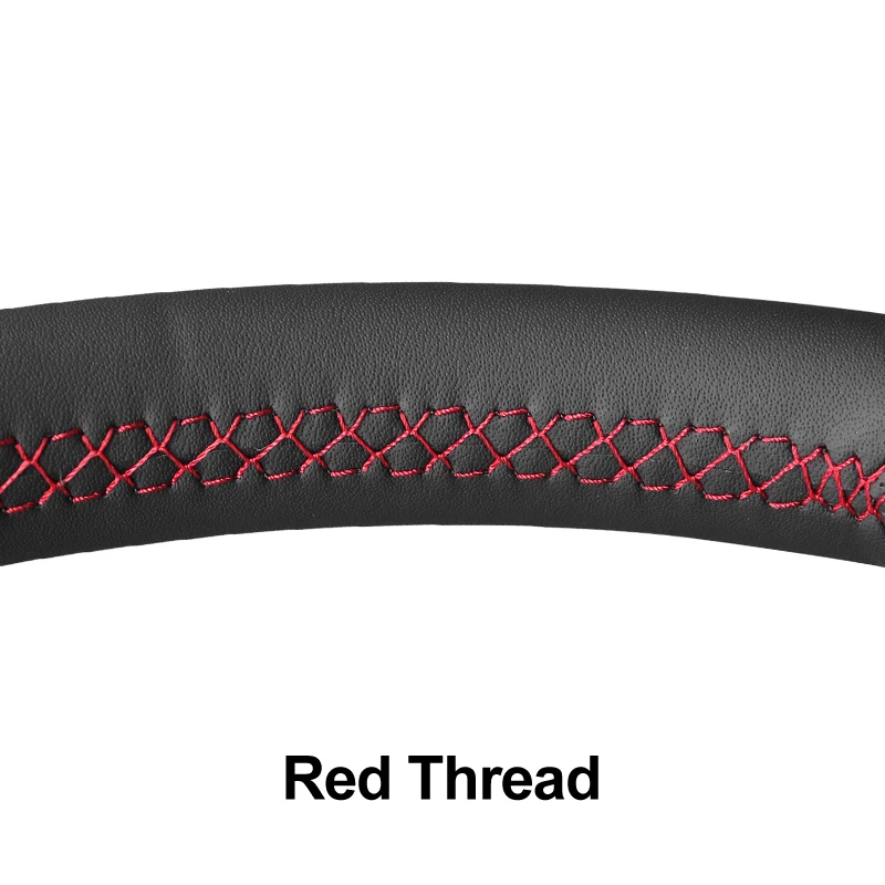 Red Thread Ручной стежок черный искусственный кожаный чехол рулевого колеса автомобиля для Nissan X-Trail Qashqai Rogue(Sport) Leaf Kicks Altima Micra - Название цвета: Red Thread