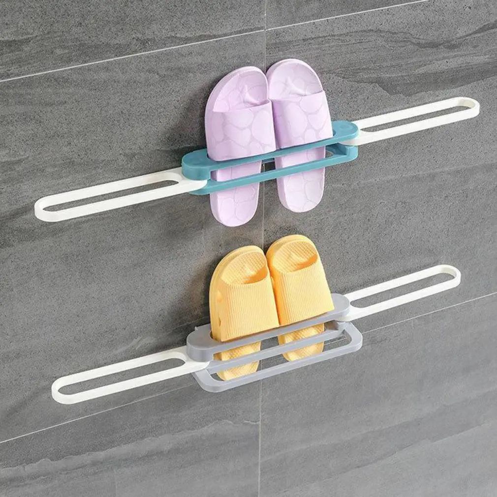 Складная телескопическая настенная полка для хранения тапочек ванной комнаты |
