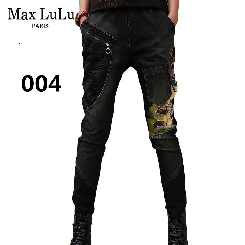 Max LuLu Роскошные корейские винтажные женские штаны-шаровары женские черные рваные джинсы с эффектом пуш-ап женские джинсовые брюки размера плюс Pantolon