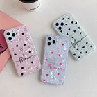 Пользовательское имя Love Heart Розовый чехол для телефона для iphone 13 11 12 Mini Pro Max Xs Xr Se7 8 Plus 6S Прозрачный мягкий силиконовый протектор экрана