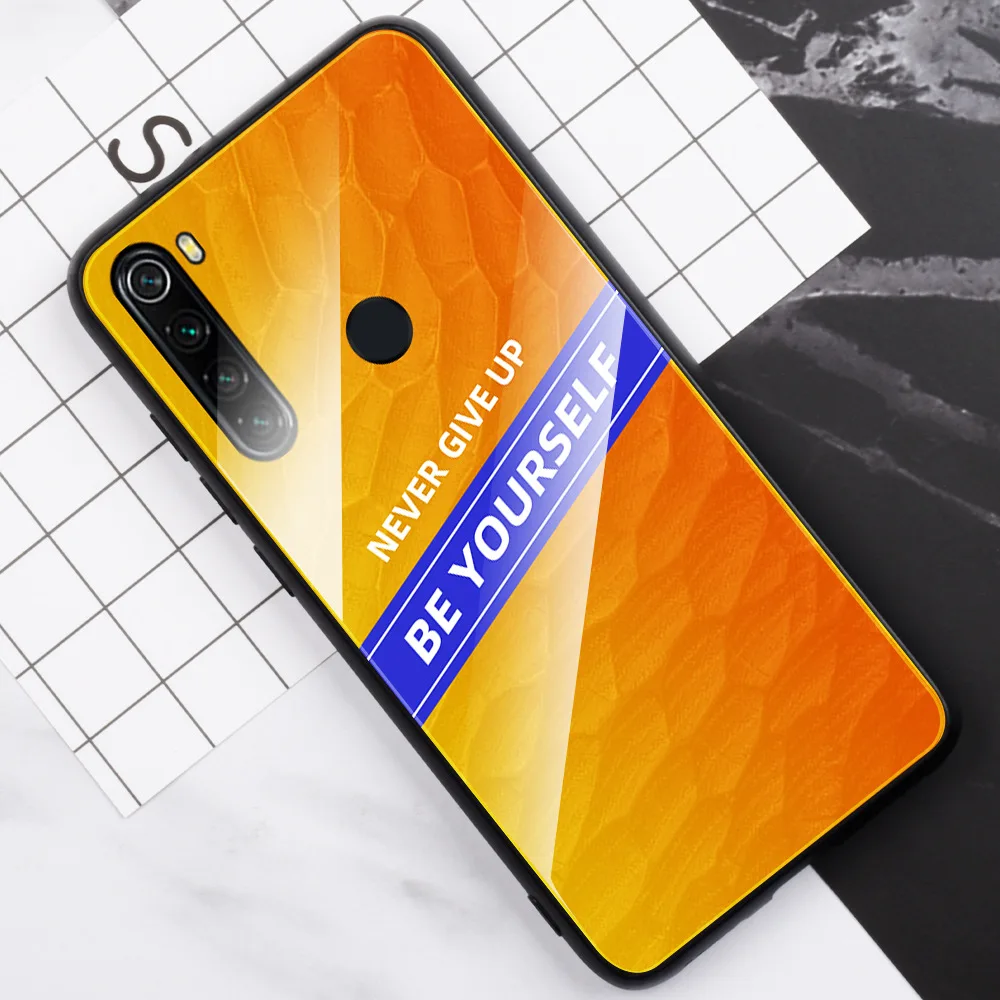 Модный чехол для телефона Xiaomi Redmi Note 8 8pro mi 9 защитная задняя крышка из закаленного стекла мягкий полиуретановый край чехол Coque