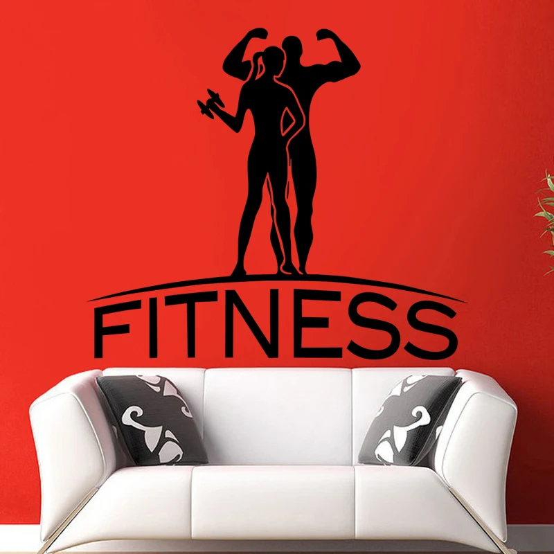 

Fitness Decal Gym Dumbbell Sticker Body-building Posters Vinyl Wall Decals Mural Fitness Words Crossfit Decal Muscle Gym Sticker