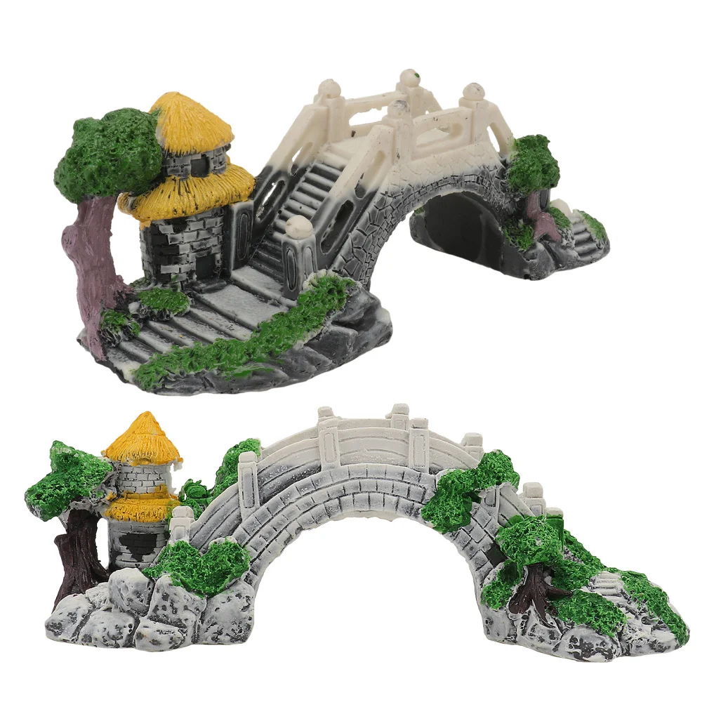 

2pcs Fish Tank Underwater Building Decors Resin Craft Bridges Fish Tank Decors