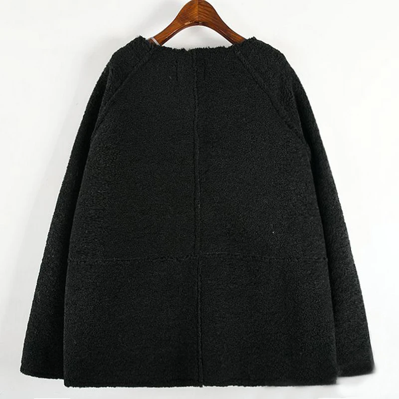 CHICEVER/корейское повседневное шерстяное пальто для женщин с круглым вырезом и