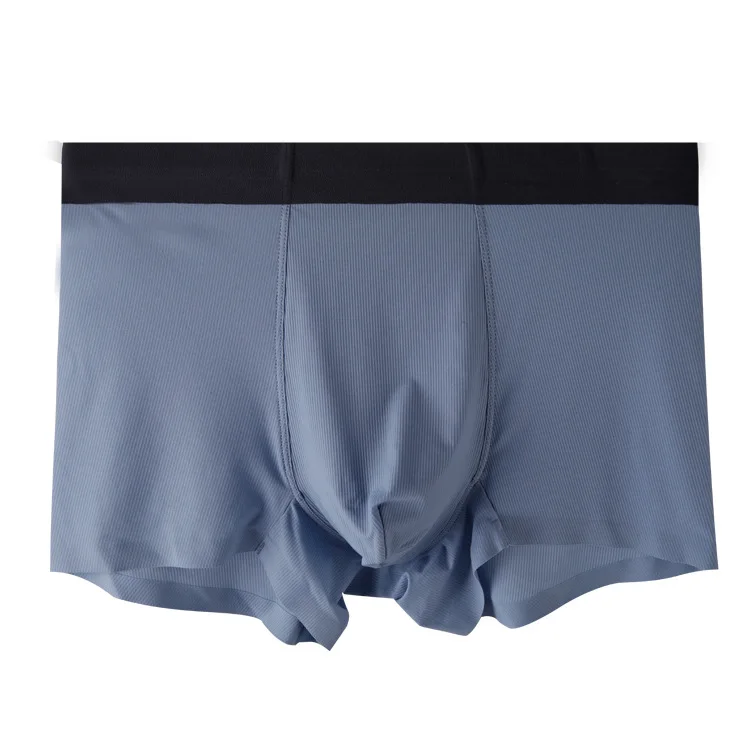 Light blue IYUNYI, высококачественное нижнее белье для мужчин, бесшовные боксеры, шорты, ледяной шелк, дышащие, одноцветные, бикини, мужские трусы, домашняя одежда, боксеры - Цвет: Light blue