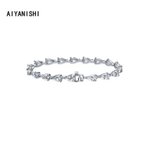 aiyanishi 925 sterling silver pear tennis bangle bracelet for women wedding fashion luxury bracelets christmas gift jewelry
