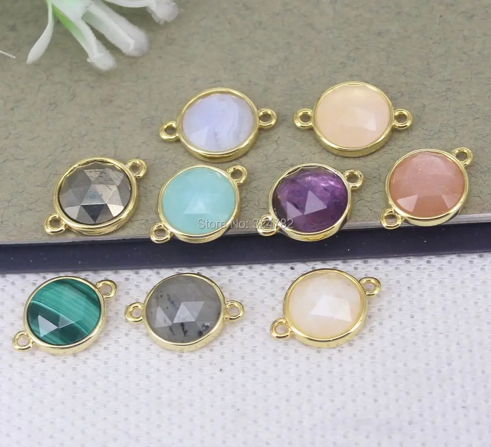 Шт. маленькие бусины с круглым соединителем из натурального кварца лабрадорита -