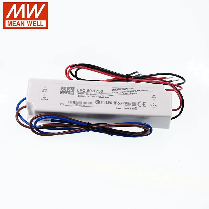 LPC 60 1750 MEAN WELL импульсный источник питания 110 В/220 В переменного тока на 9 ~ 34