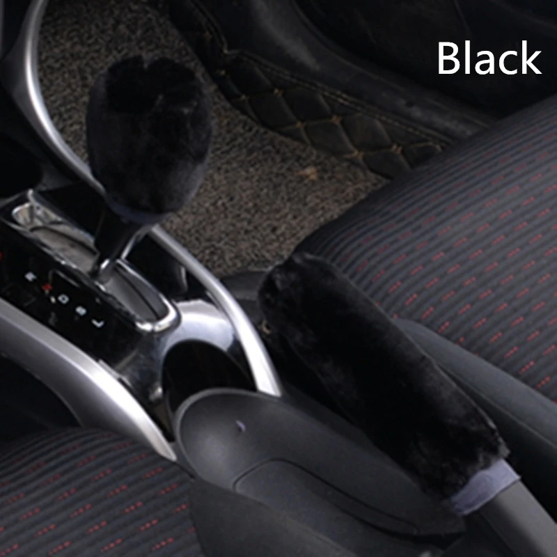 

2pcs Car Handbrake Grip Covers Soft Plush Sleeve Winter Warm Hand Brake Gear Shift Knob Cover Handle Universal Auto Decoration