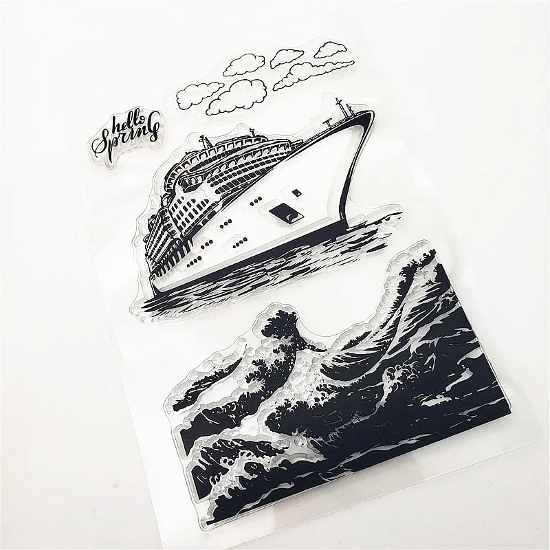 Круизный лайнер волны прозрачная печать 11x16 см Силиконовая ТПР Хэллоуин