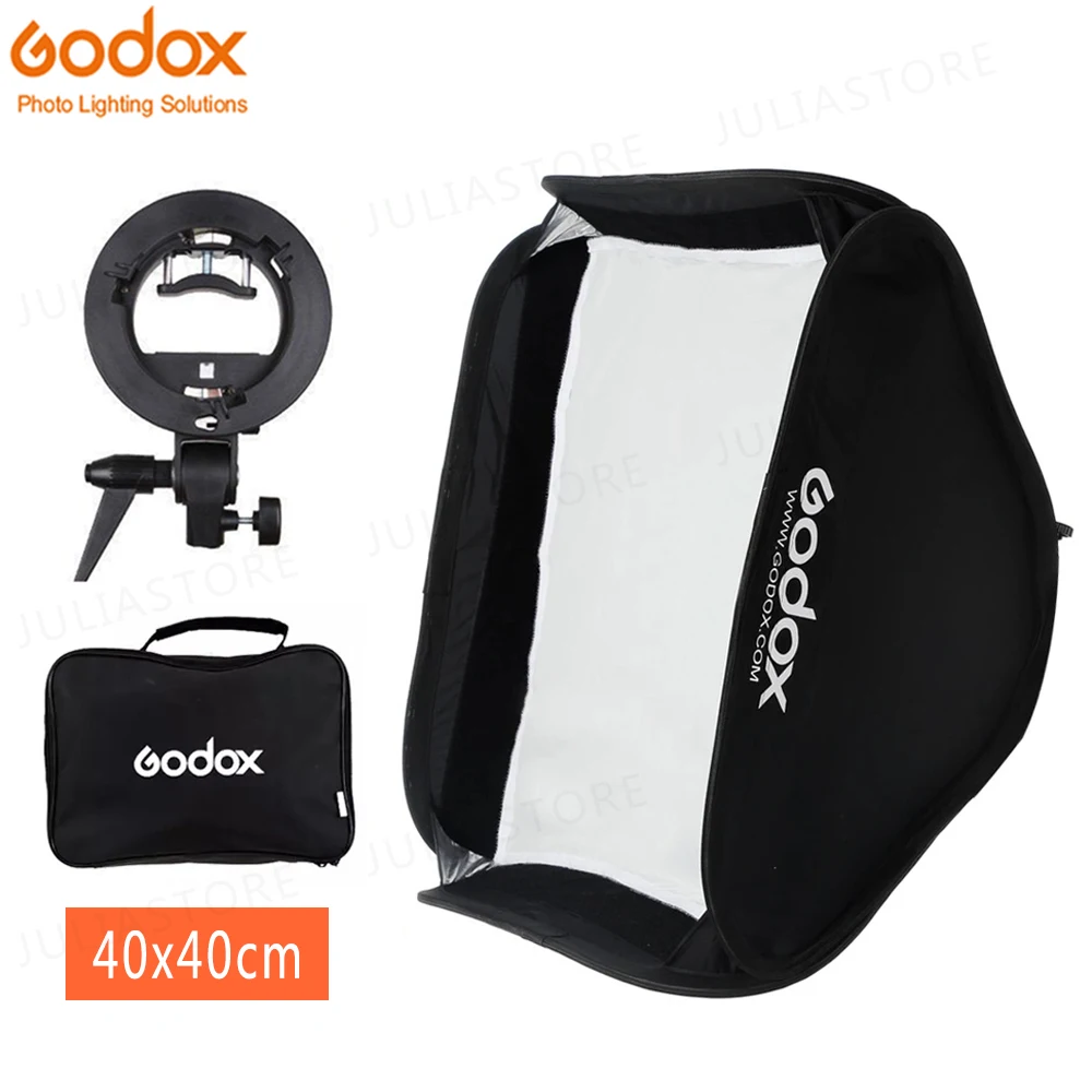 Godox 40x40 см софтбокс комплект Рассеиватель Вспышки+ s-образный кронштейн Bowens держатель для Canon Nikon Flash Speedlite 40*40 см софтбокс