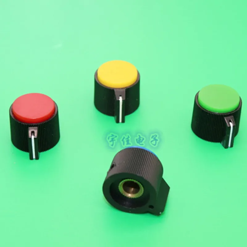 

Ручка потенциометра KN113, 10 шт., бакелитовая ручка, круглое отверстие, пластиковый медный сердечник 6 мм