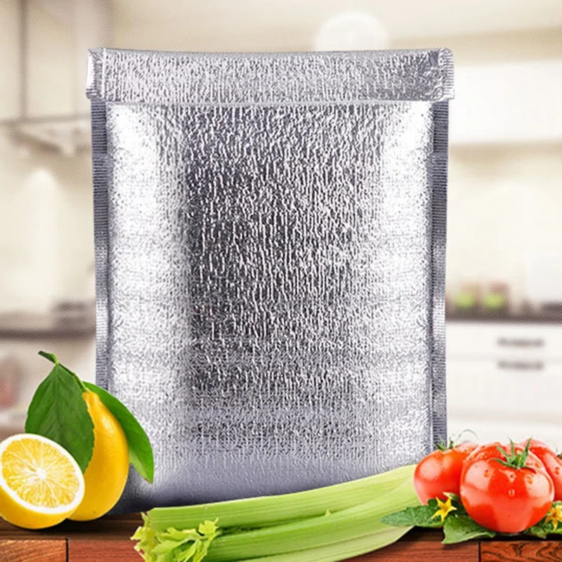 

New 50Pcs Aluminum Foil Lunch Cooler Bag Insulation Folding Picnic Portable Ice Pack Food Thermal Bag Food Delivery Bag