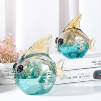 glazed fish ornaments living room creative light luxury puffer fish statue art supplies high end glass crafts desk accessories