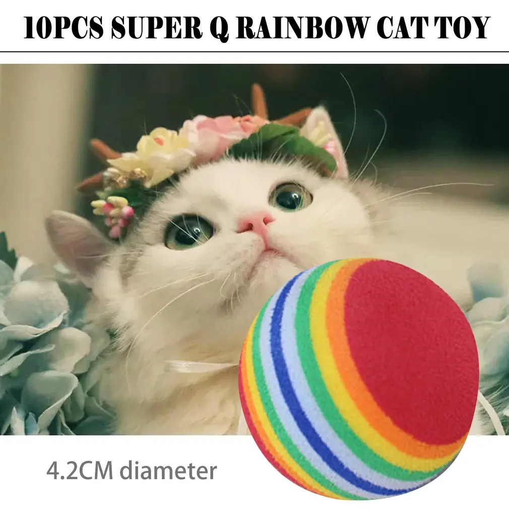 10Pcs/1Pcs Super Q Rainbow Ball Cat Toy Eva Foam Colorful Pet |