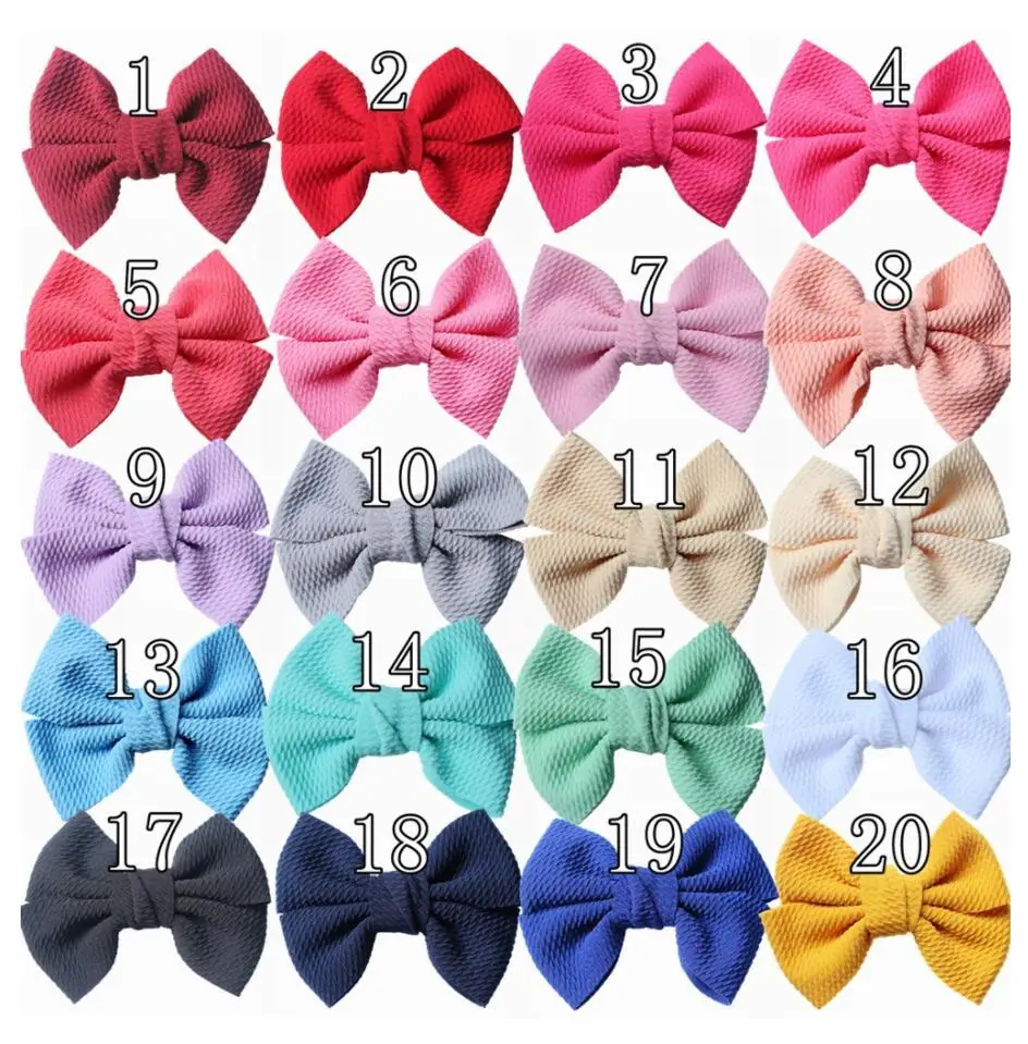 

24Pcs/Lot,4.5Inch Solid Knitting Fabric Hair Bows,Girls HairClip,Skinny Nylon Baby Hairband Fabric Hair Bow Accessories