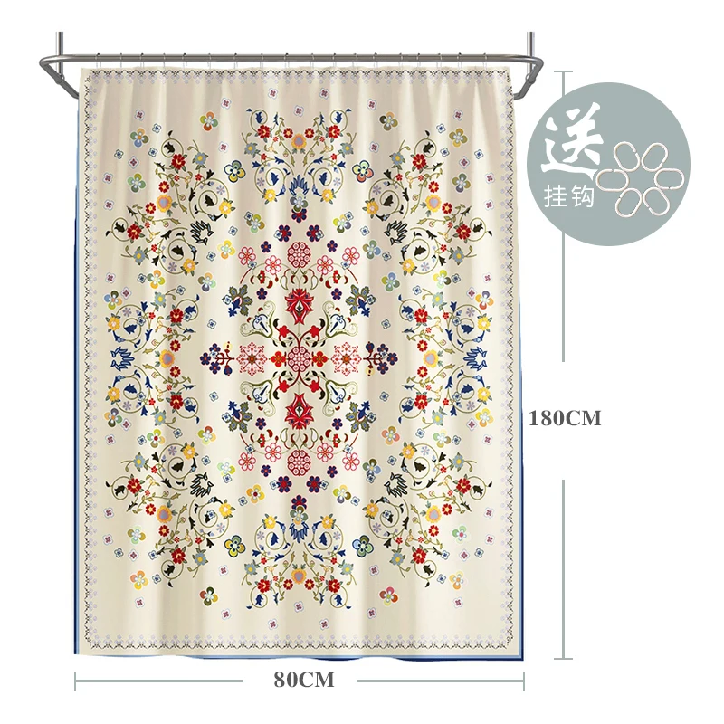 

Designer Fashion Waterproof Shower Curtain Rings Toilets Fixture Modern Decorative Flowers Douchegordijn Bathroom Accessories EH
