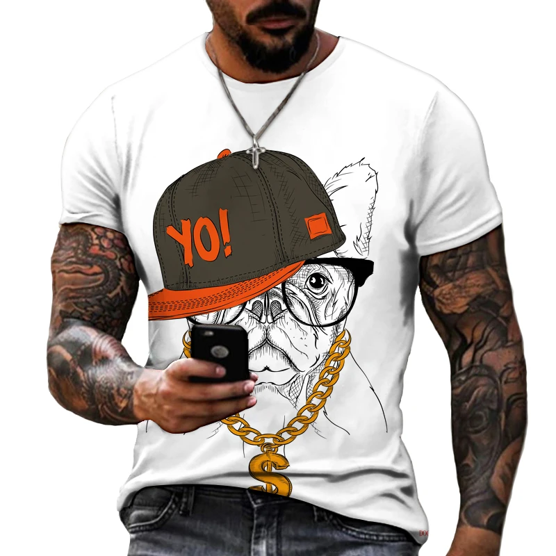 

2022 Summer New Cartoon Animal Dog Dog Men's Jacket Spring And Summer T-shirt High-quality Lycra Cotton Super Large Size S-9XL