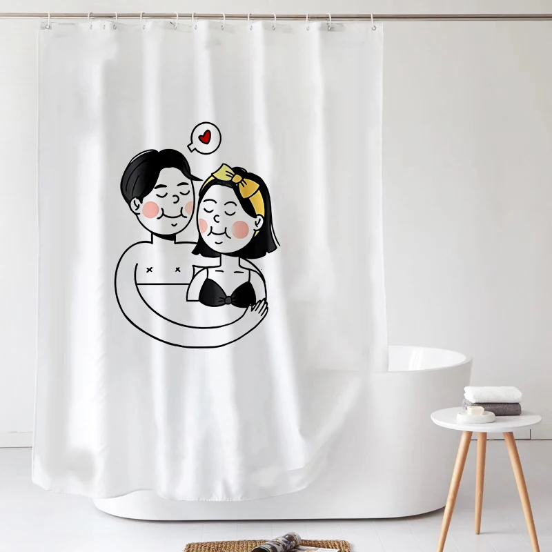 

Fashion Girly Shower Curtain Nordic Simple Accessories Waterproof Shower Curtain Washable Duschvorhang Household Products DF50YL