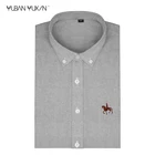 YUBANYUXIN мужские 100% хлопковый Оксфордский серый твердый Цвет рубашка с длинными рукавами; Сезон весна-осень; Повседневные деловые мягкая Облегающая рубашка S-6XL