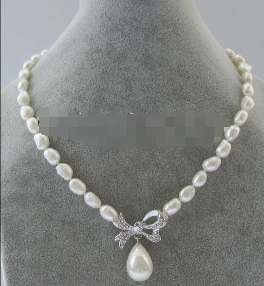 

Ожерелье из белого пресноводного жемчуга в стиле барокко + подвеска из жемчуга 20 мм