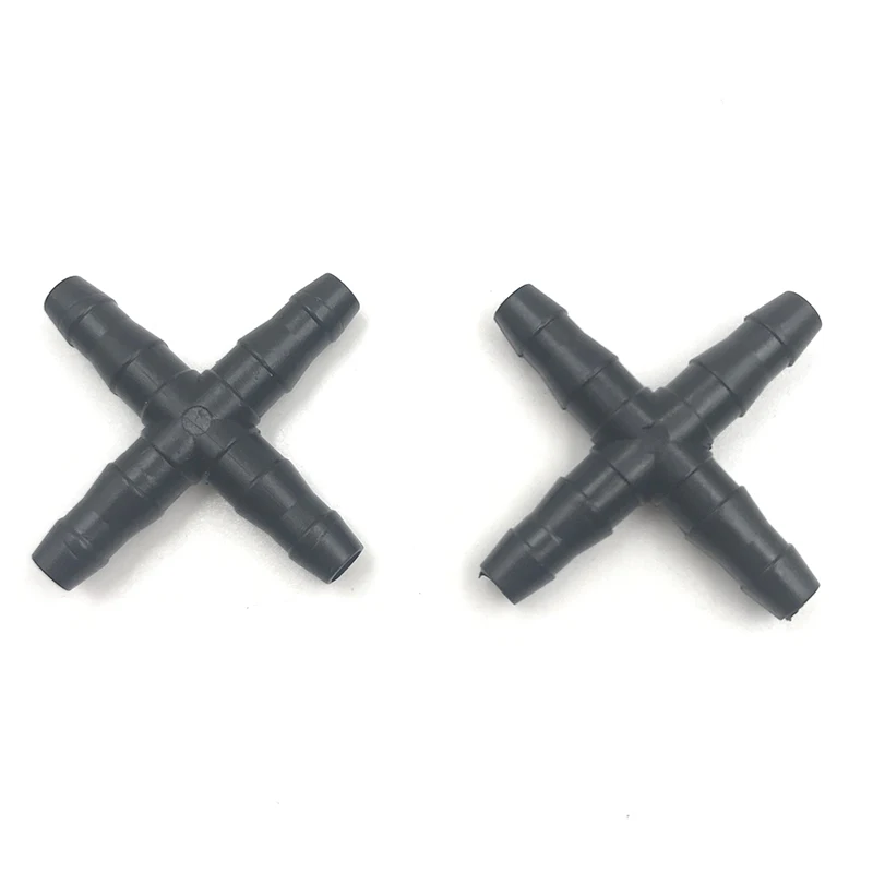 

10PCS 1/4'' Cross Connecter for 4/7mm Micro Tubing Hose Four-Ways Barbed Adapter Drip Irrigation Cross Joint Connectors