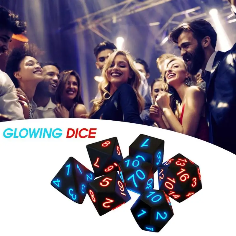 7Pcs Electronic Dice Party Vibration Luminous Set Mix KTV Bar Polyhedral Table Game Rpg Dnd Board Hot | Спорт и развлечения