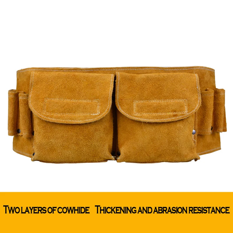 Дешево Многофункциональный коровья кожа ремень для инструментов сумка Толстые прочные декорации работник с несколькими карманами сумка на поясн...