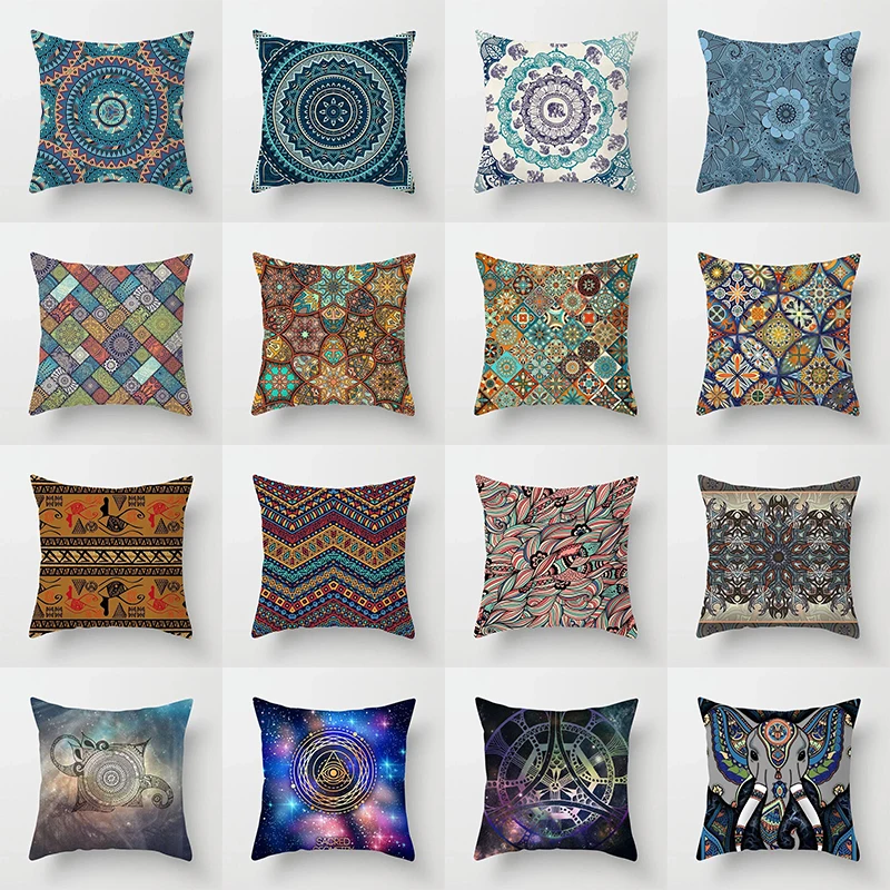 

45*45cm Mandala Ramadan Printed Pillow Case Soft Car Sofa Pillow Cushion Cover Home Decoration Peachskin Pillowcase For Room